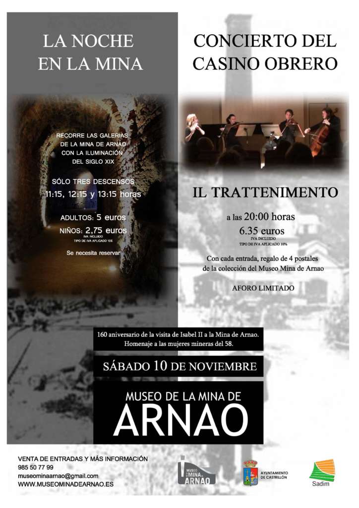 Museo Mina de Arnao. Cartel concierto Noviembre 2018.